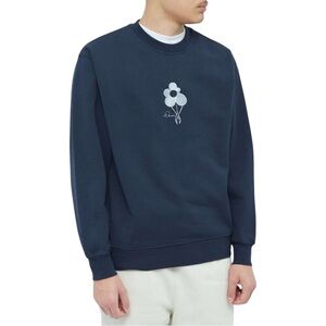 Dancer  Flower Logo Crew Sweat in Dark Navy - Navy Blue Embroidered Sweatshirt